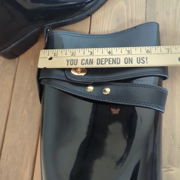 Coach Women’s Tall Shiny Black Rain Boots SZ 7 - Picture 12 of 15